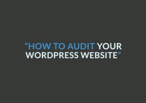 The text how to audit your wordpress website, written on a grey background for a wordpress website blog post